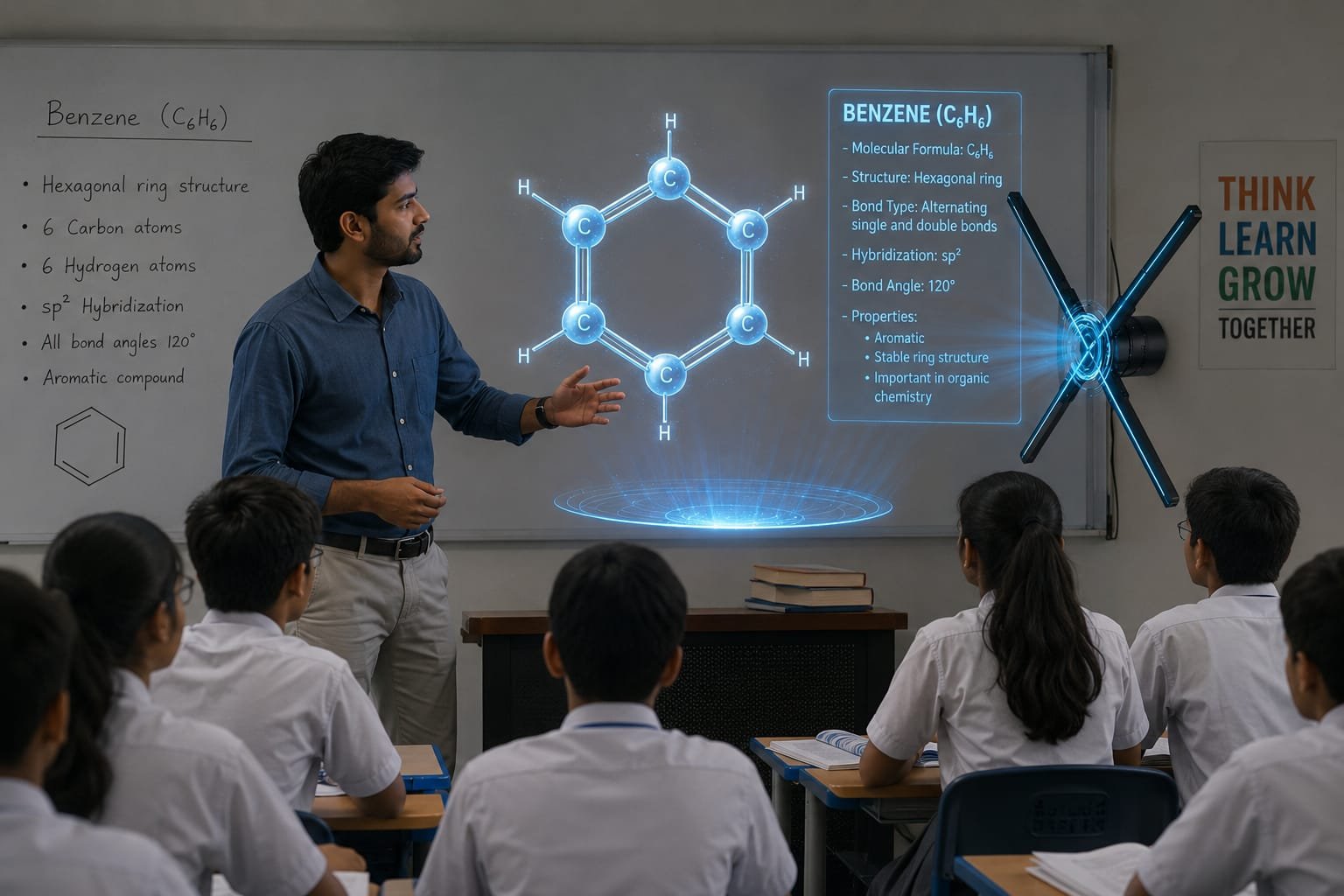 3D Hologram Benzene Structure